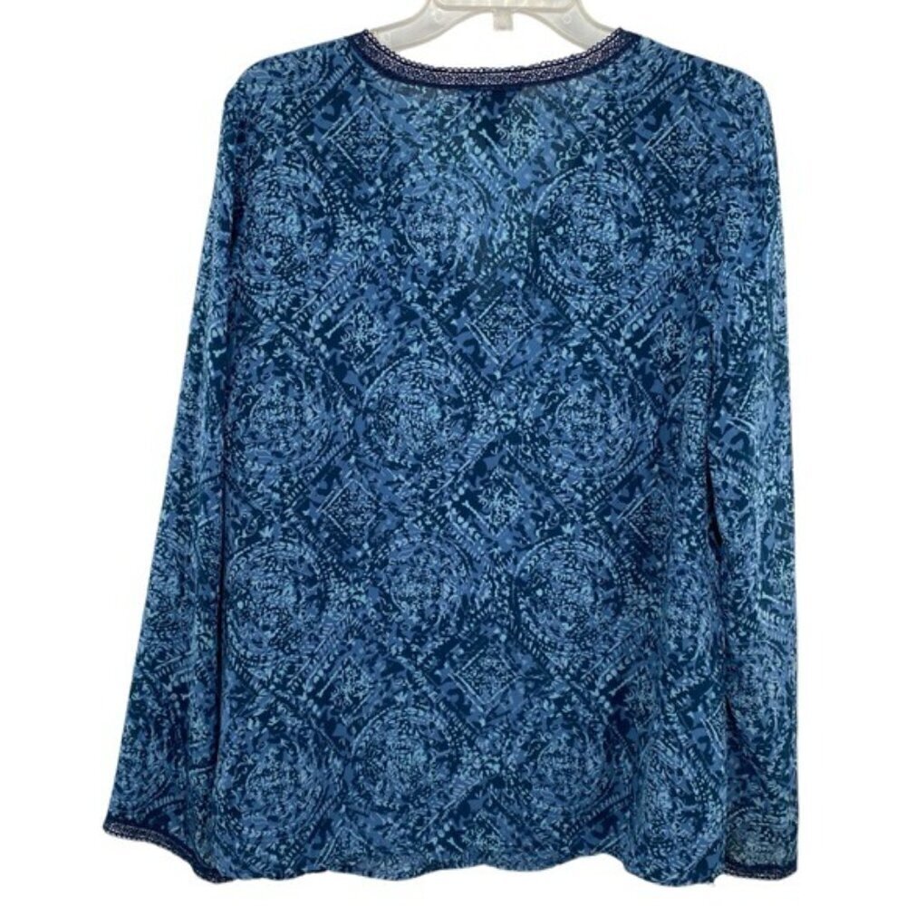 Lane Bryant Blue Sheer Boho Blouse Top - Picture 4 of 6
